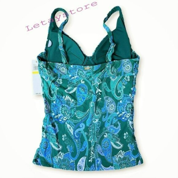NWT ANNE COLE Underwire Floral Print Swim Tankini Top - Picture 4 of 4